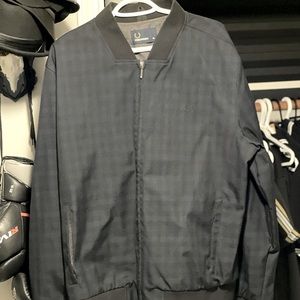 Fred Perry Black and Blue Gingham Bomber Jacket
